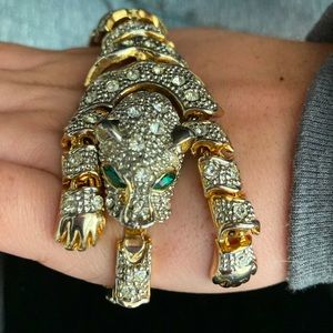 Hand made Jaguar bracelet, gold tone.